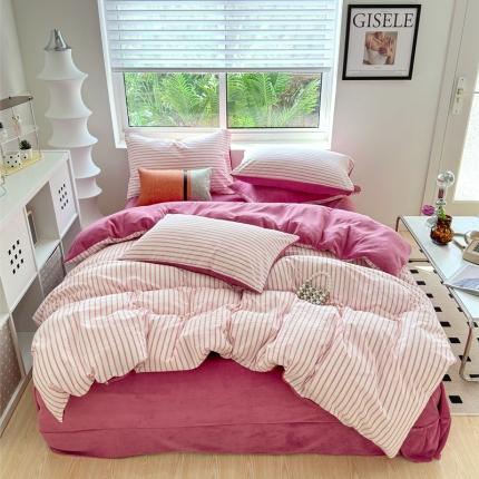 91家纺网 家纺一手货源 找家纺 （总）三沁 2023新款全棉水洗棉加绒四件套