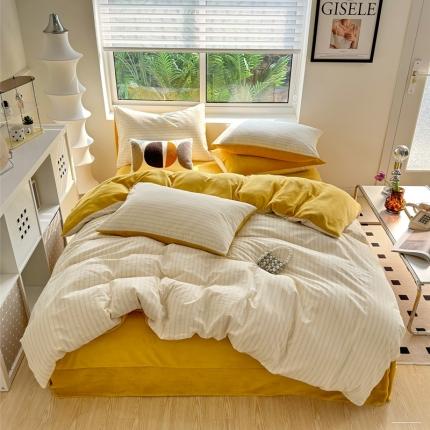 91家纺网 家纺一手货源 找家纺 （总）三沁 2023新款全棉水洗棉加绒四件套