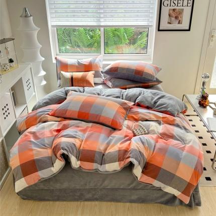 91家纺网 家纺一手货源 找家纺 （总）三沁 2023新款全棉水洗棉加绒四件套