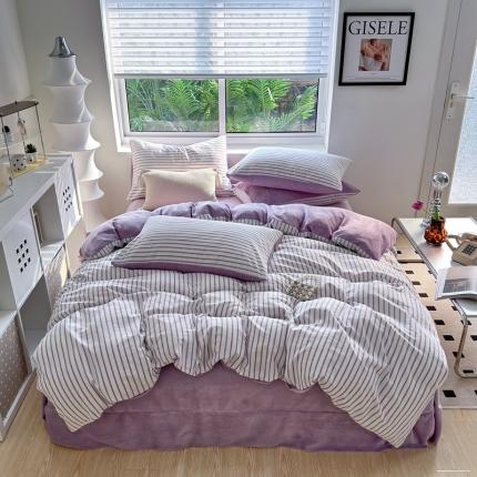 91家纺网 家纺一手货源 找家纺 （总）三沁 2023新款全棉水洗棉加绒四件套