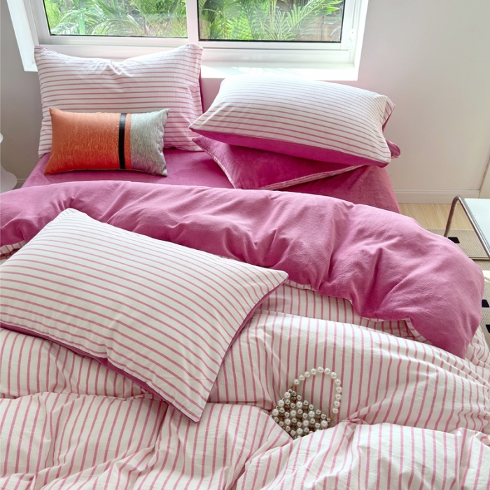 91家纺网 家纺一手货源 找家纺 （总）三沁 2023新款全棉水洗棉加绒四件套