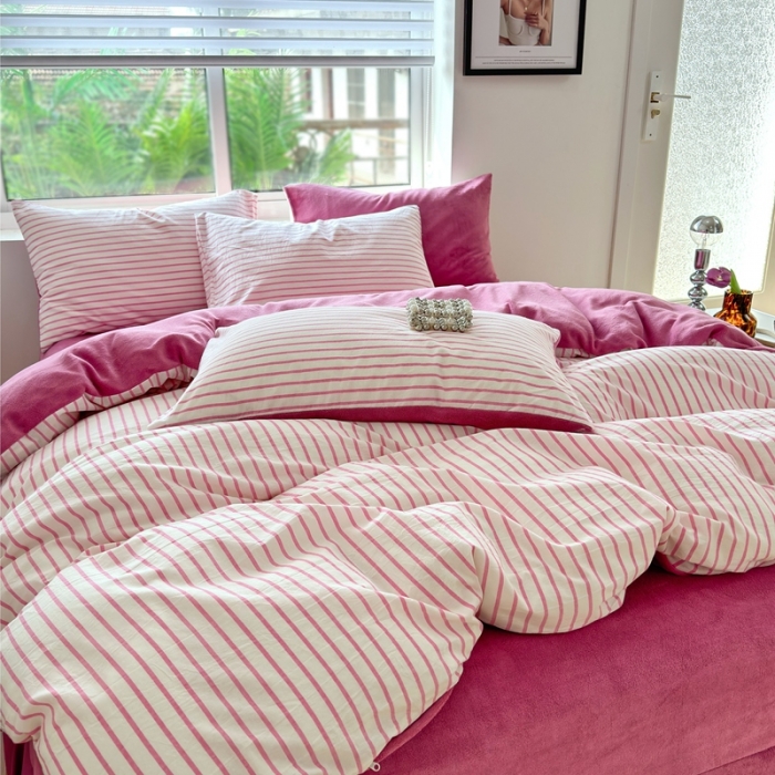 91家纺网 家纺一手货源 找家纺 （总）三沁 2023新款全棉水洗棉加绒四件套