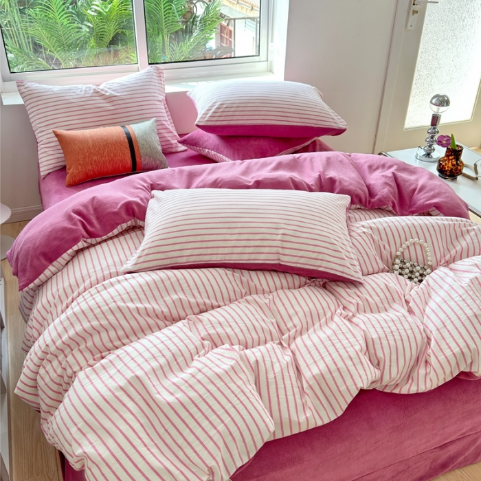 91家纺网 家纺一手货源 找家纺 （总）三沁 2023新款全棉水洗棉加绒四件套