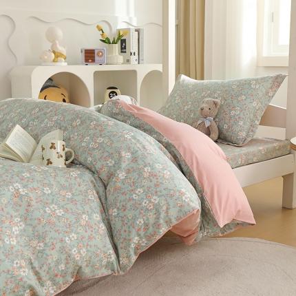 元元 2024新款13372加密精梳全棉单品套件系列-三件套 觅彩【床单A床笠A】