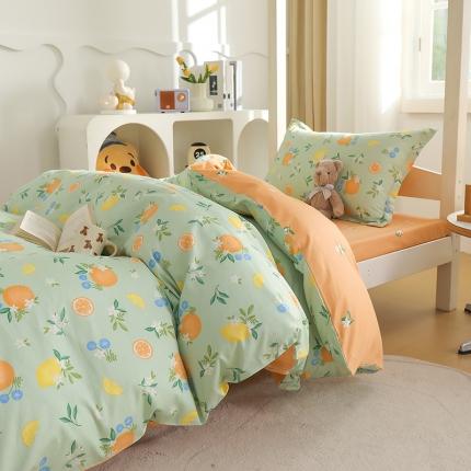 元元 2024新款13372加密精梳全棉单品套件系列-三件套 水果达人【床单B床笠A】