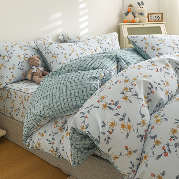 91家纺网 家纺一手货源 找家纺 元元 2024新款13372加密精梳全棉单品套件系列-四件套 爱洛