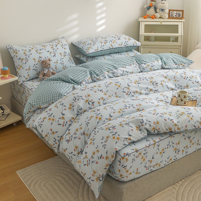 91家纺网 家纺一手货源 找家纺 元元 2024新款13372加密精梳全棉单品套件系列-四件套 爱洛