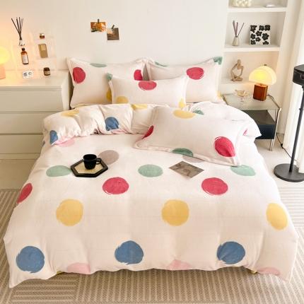 91家纺网 家纺一手货源 找家纺 寐居 2023新款北欧简约款牛奶绒四件套 画染