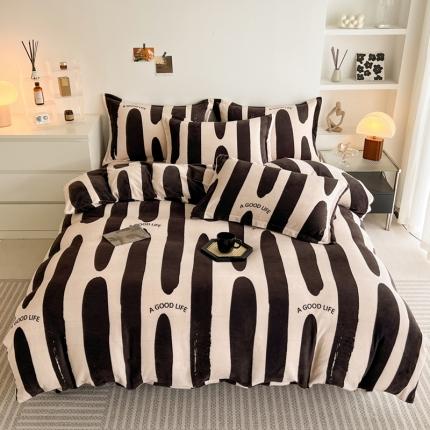 91家纺网 家纺一手货源 找家纺 (总) 寐居 2023新款北欧简约款牛奶绒四件套