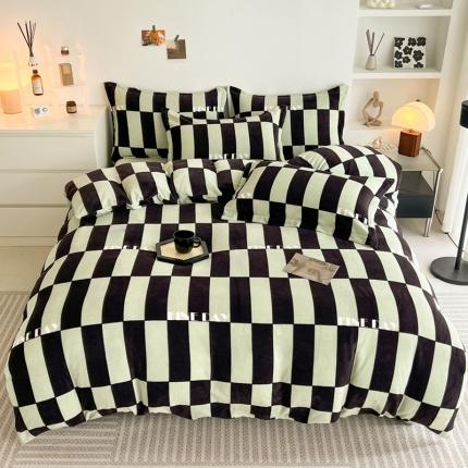 寐居 2023新款北欧简约款牛奶绒四件套 极简-绿