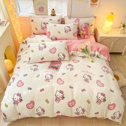 91家纺网 家纺一手货源 找家纺 （总）七七家纺 2025新款三丽鸥高克重牛奶绒四件套