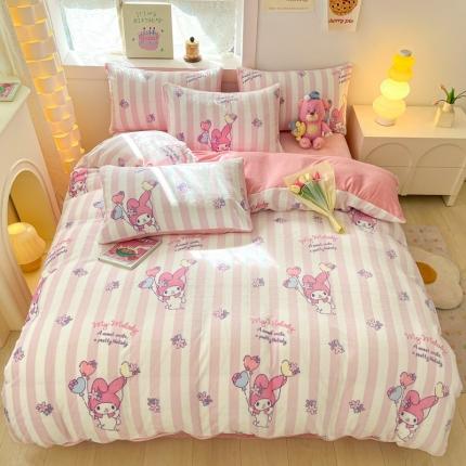 91家纺网 家纺一手货源 找家纺 （总）七七家纺 2025新款三丽鸥高克重牛奶绒四件套