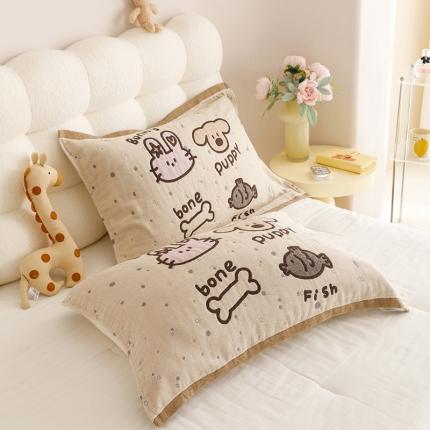 91家纺网 家纺一手货源 找家纺 （总）麻依 2023新款大版四层全棉纱布枕巾