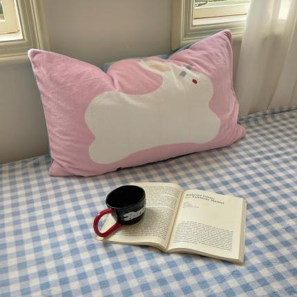 91家纺网 家纺一手货源 找家纺 （总）桃喜 2024新款牛奶绒卡通数码印花绣标单品枕套