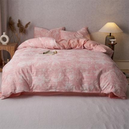 91家纺网 家纺一手货源 找家纺 （总）安莱生活 2023新款双层纱基础蔷薇玫瑰系列四件套