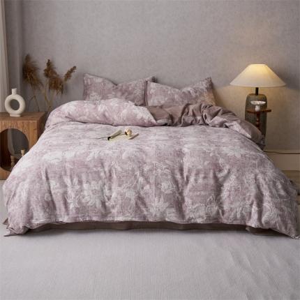 91家纺网 家纺一手货源 找家纺 （总）安莱生活 2023新款双层纱基础蔷薇玫瑰系列四件套