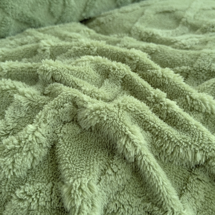 91家纺网 家纺一手货源 找家纺 潮邦创意家居 2025新款跑量款塔芙绒宝宝绒四件套 豆绿