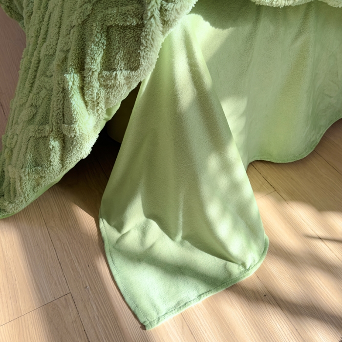 91家纺网 家纺一手货源 找家纺 潮邦创意家居 2025新款跑量款塔芙绒宝宝绒四件套 豆绿