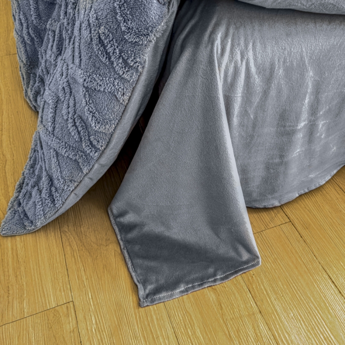 91家纺网 家纺一手货源 找家纺 潮邦创意家居 2025新款跑量款塔芙绒宝宝绒四件套 蓝灰