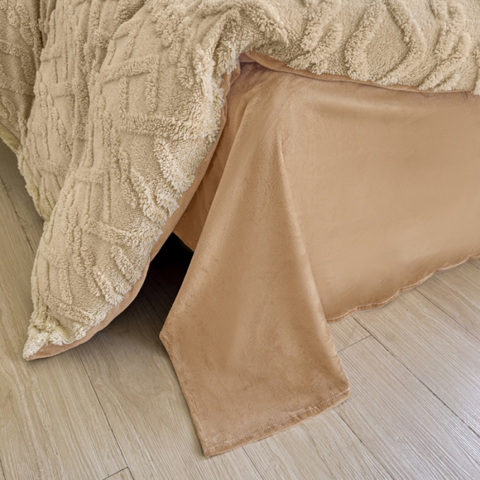 91家纺网 家纺一手货源 找家纺 潮邦创意家居 2025新款跑量款塔芙绒宝宝绒四件套 浅咖