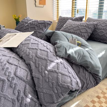 潮邦创意家居 2025新款跑量款塔芙绒宝宝绒四件套 深灰