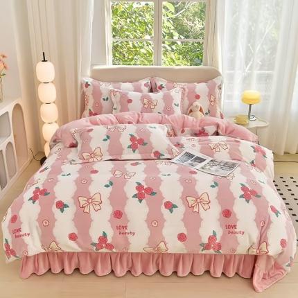 91家纺网 家纺一手货源 找家纺 （总）牵梦萦家纺 2025新款牛奶绒印花四件套系列