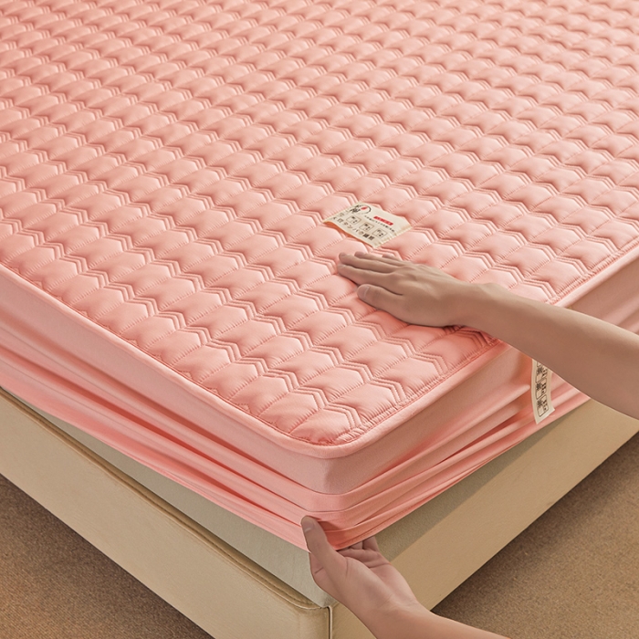 91家纺网 家纺一手货源 找家纺 满羽家纺 2023新款原棉大豆床笠三件套 安睡粉