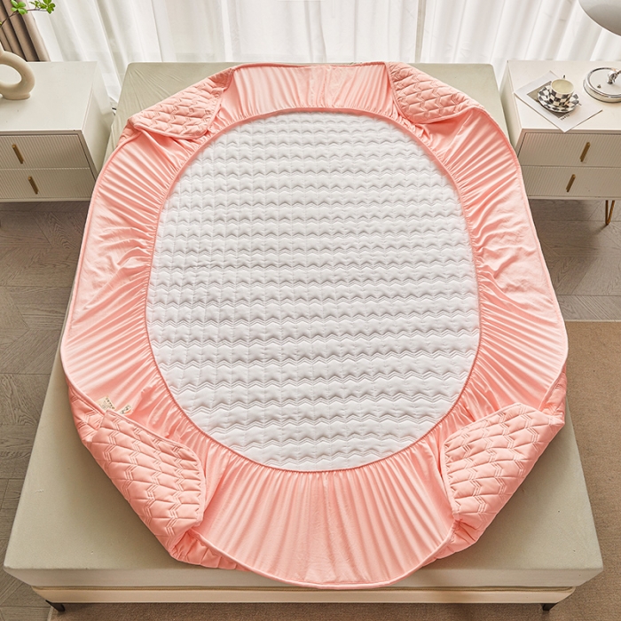 91家纺网 家纺一手货源 找家纺 满羽家纺 2023新款原棉大豆床笠三件套 安睡粉