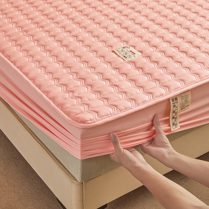 91家纺网 家纺一手货源 找家纺 满羽家纺 2023新款原棉大豆床笠三件套 安睡粉