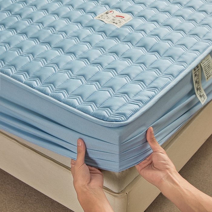 91家纺网 家纺一手货源 找家纺 满羽家纺 2023新款原棉大豆床笠三件套 静谧蓝