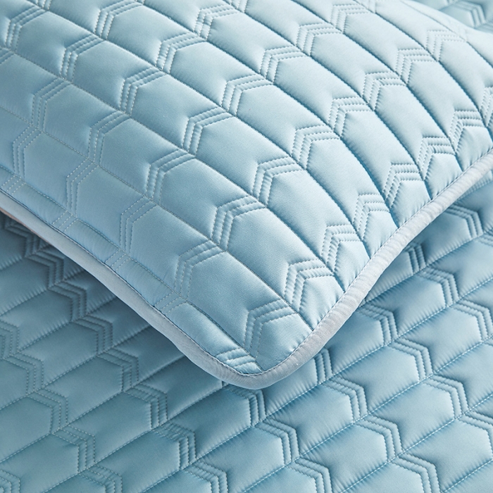 91家纺网 家纺一手货源 找家纺 满羽家纺 2023新款原棉大豆床笠三件套 静谧蓝