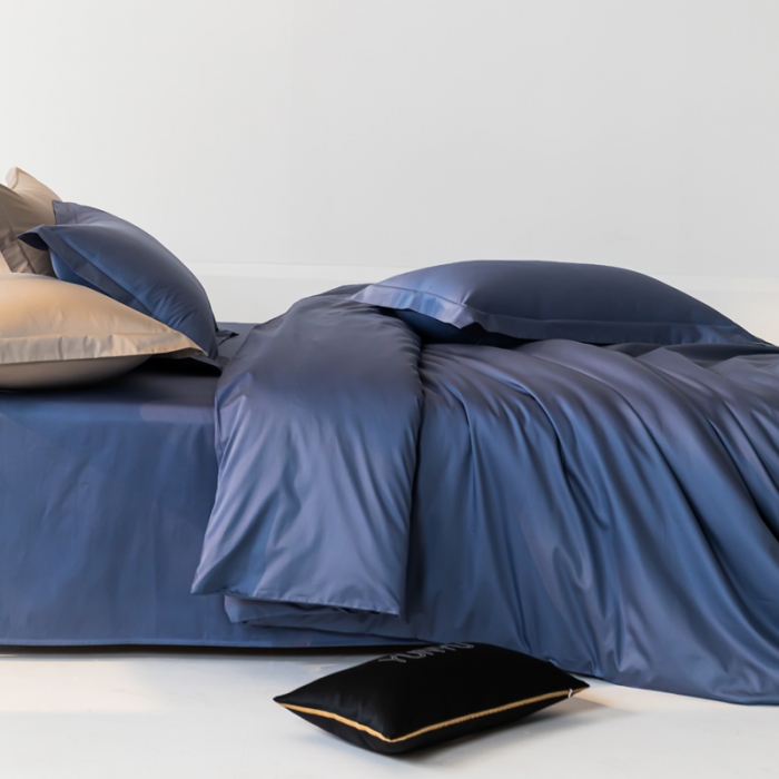 91家纺网 家纺一手货源 找家纺 轩和 2024新款70支埃及匹马棉纯色四件套床笠床单款5个尺寸不断货 珐琅蓝