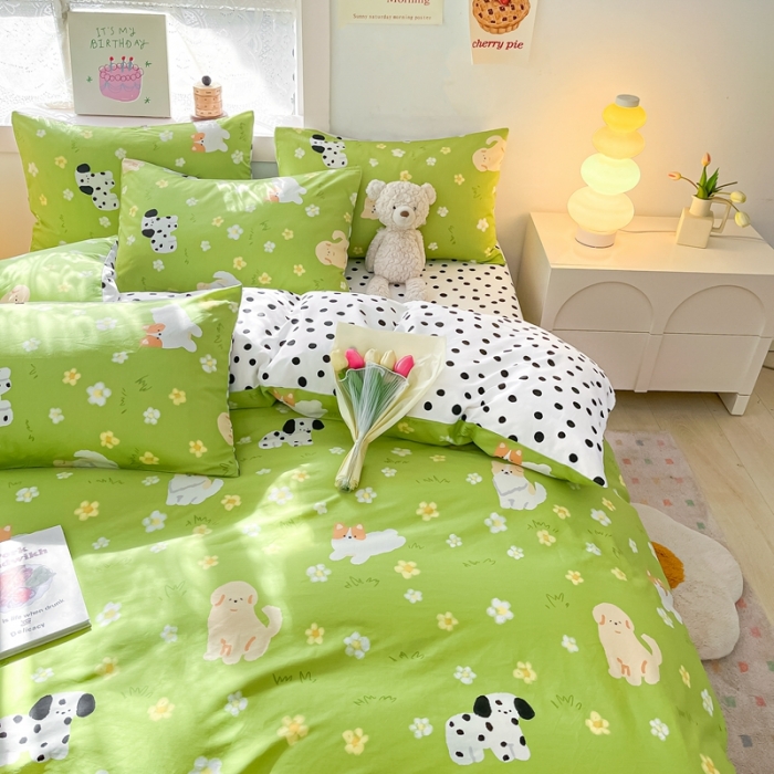 91家纺网 家纺一手货源 找家纺 曼之夏 2023新款全棉可爱卡通印花四件套 淘淘