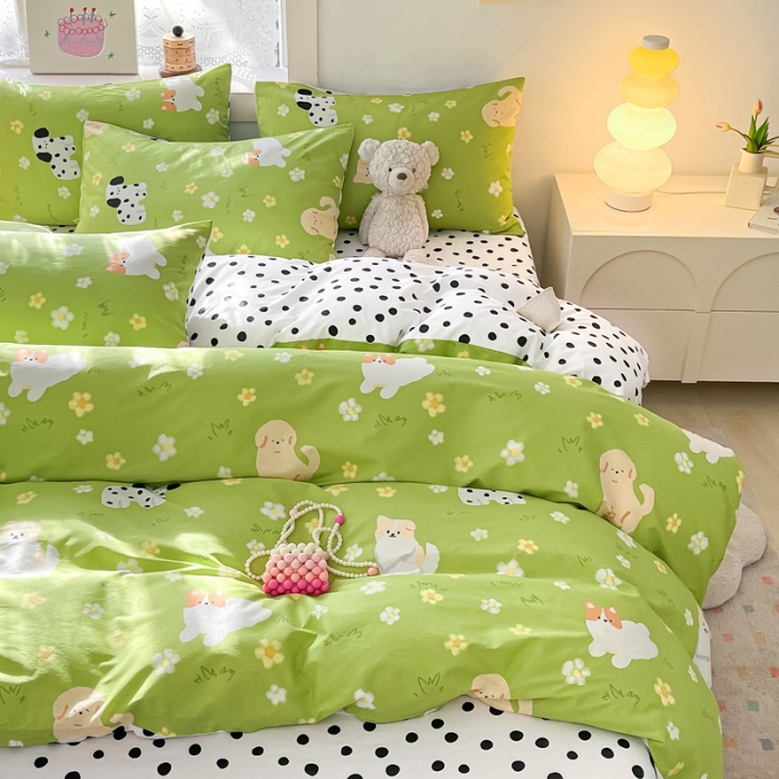 91家纺网 家纺一手货源 找家纺 曼之夏 2023新款全棉可爱卡通印花四件套 淘淘