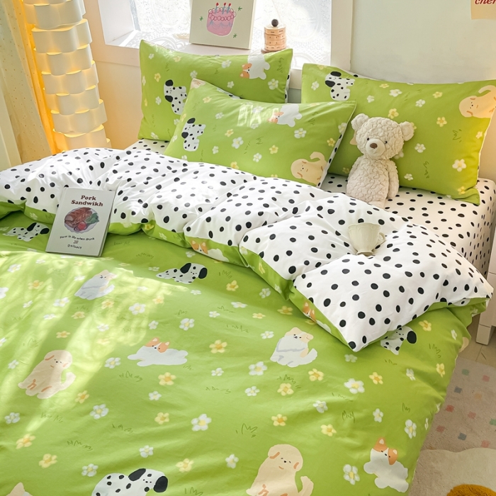 91家纺网 家纺一手货源 找家纺 曼之夏 2023新款全棉可爱卡通印花四件套 淘淘