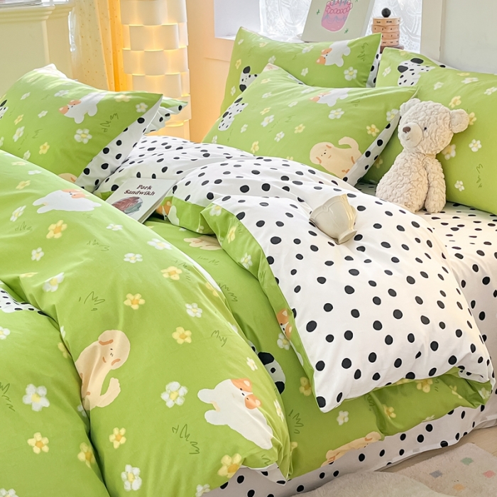 91家纺网 家纺一手货源 找家纺 曼之夏 2023新款全棉可爱卡通印花四件套 淘淘