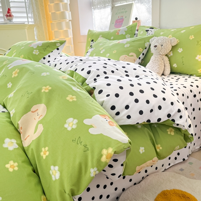 91家纺网 家纺一手货源 找家纺 曼之夏 2023新款全棉可爱卡通印花四件套 淘淘