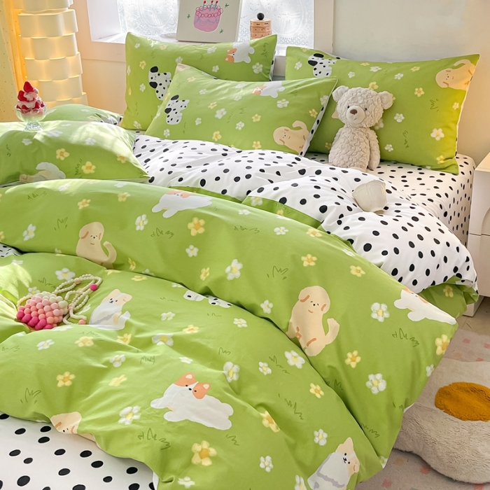 91家纺网 家纺一手货源 找家纺 曼之夏 2023新款全棉可爱卡通印花四件套 淘淘