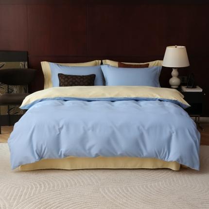 91家纺网 家纺一手货源 找家纺 （总）庭彤 2023秋冬款纯棉磨毛纯色双拼四件套-桃粉系列