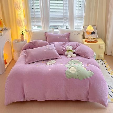 91家纺网 家纺一手货源 找家纺 （总）凡客家居 2023新款牛奶绒贴布绣四件套学生宿舍三件套