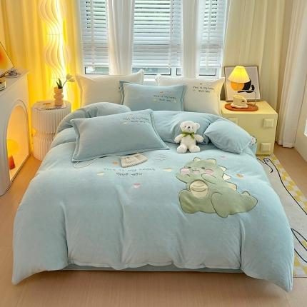 91家纺网 家纺一手货源 找家纺 （总）凡客家居 2023新款牛奶绒贴布绣四件套学生宿舍三件套