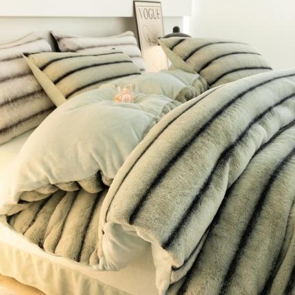 91家纺网 家纺一手货源 找家纺 总满座2025新款全消光牛奶绒兔兔绒仿兔毛双面印丹麦貂美拉德系列四件套