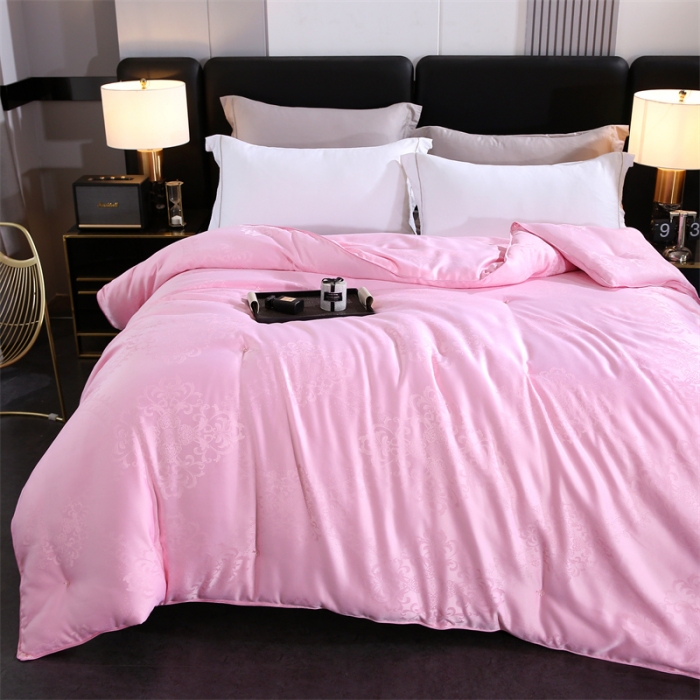 91家纺网 家纺一手货源 找家纺 恒鑫家纺 2023新款提花蚕丝被春秋被保暖被子被芯冬被子母被 少女粉