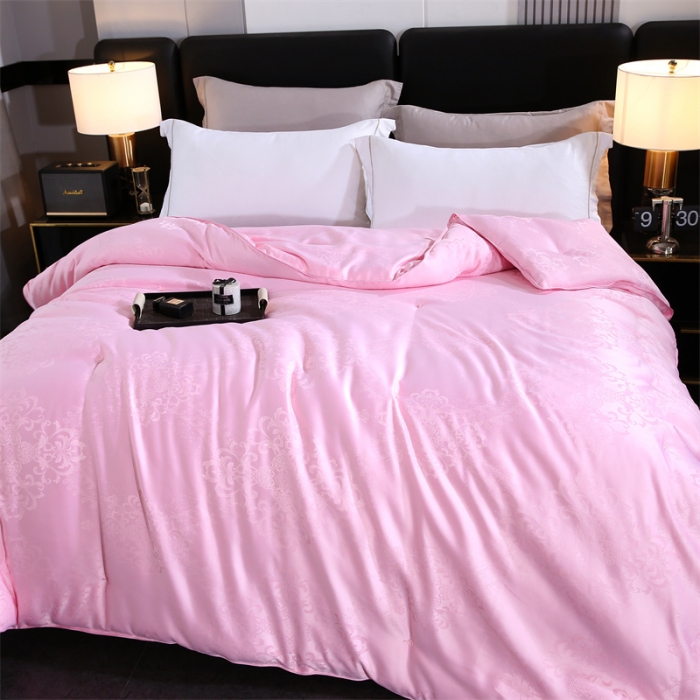 91家纺网 家纺一手货源 找家纺 恒鑫家纺 2023新款提花蚕丝被春秋被保暖被子被芯冬被子母被 少女粉