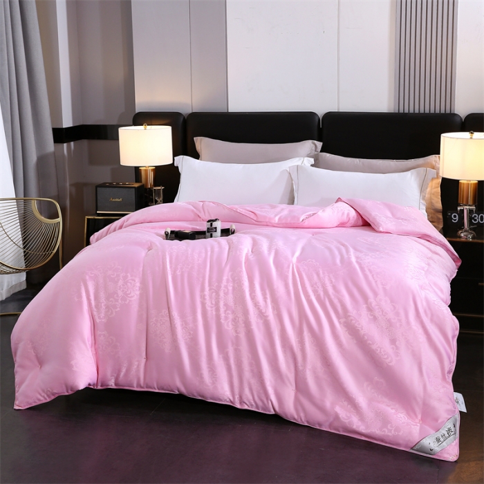 91家纺网 家纺一手货源 找家纺 恒鑫家纺 2023新款提花蚕丝被春秋被保暖被子被芯冬被子母被 少女粉