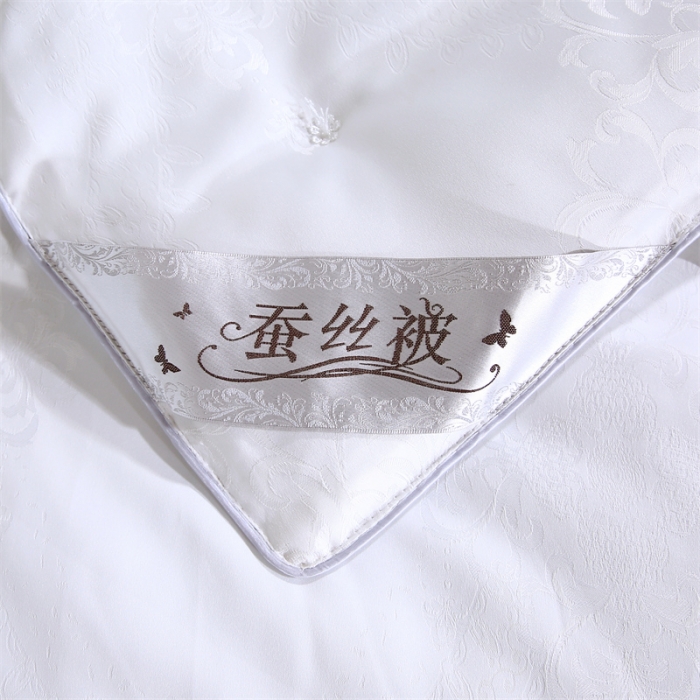 91家纺网 家纺一手货源 找家纺 恒鑫家纺 2023新款提花蚕丝被春秋被保暖被子被芯冬被子母被 月光白