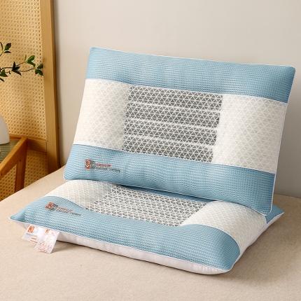 91家纺网 家纺一手货源 找家纺 梦叶草 2023款新款四季款3D透气悬浮释压决明子枕芯空气层枕头蓝色