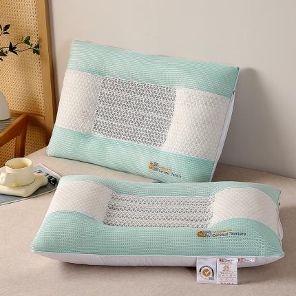91家纺网 家纺一手货源 找家纺 梦叶草 2023款新款四季款3D透气悬浮释压决明子枕芯空气层枕头绿色