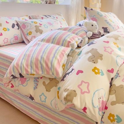 91家纺网 家纺一手货源 找家纺 （总）金丝鸟 2023新款全棉可爱卡通印花小清新四件套-第二批