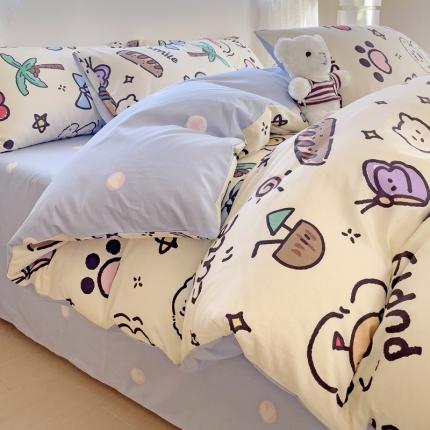 91家纺网 家纺一手货源 找家纺 （总）金丝鸟 2023新款全棉可爱卡通印花小清新四件套-第二批